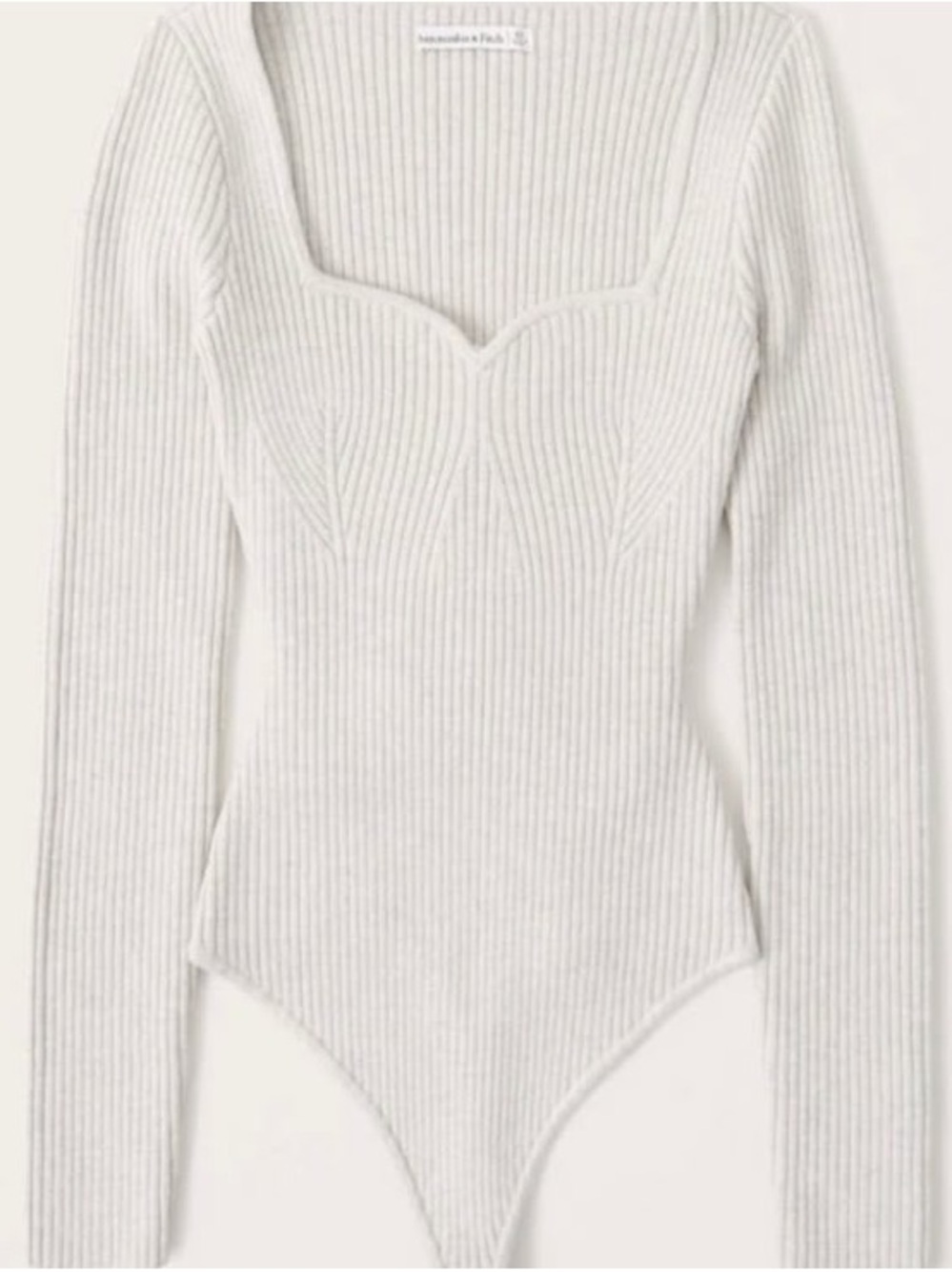 Abercrombie Sweetheart Neck Ribbed Sweater Bodysuit XS Soft Stretch - Picture 2 of 7